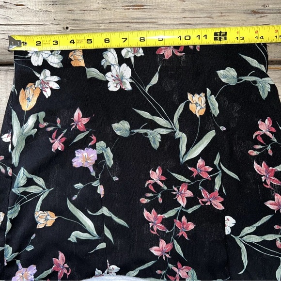 Emerald Sundae Black Floral Maxi Skirt Back Zip Sz 9 Long 44” Waist To Hem - Picture 5 of 6